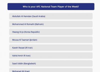 دو بازیکن ایرانی، نامزد بهترین بازیکن هفته آسیا شدند